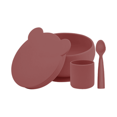 MinikOiOi BLW Set I - Velvet Rose - Silicone bowl with lid-cup-spoon