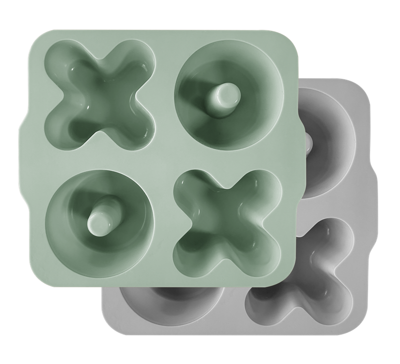 MinikOiOi xoxo 2 pz - Verde Fiume / Grigio Polvere - Stampo per torta in silicone