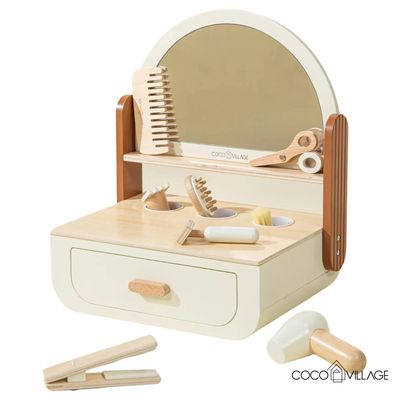 Coiffeuse en bois avec accessoires