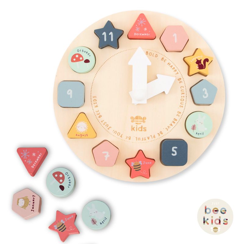 Just Bee Kids Wooden Shapes sorter Clock