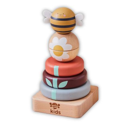 Just Bee Kids Wooden Bee Stacking Toy for Fine Motor Skills