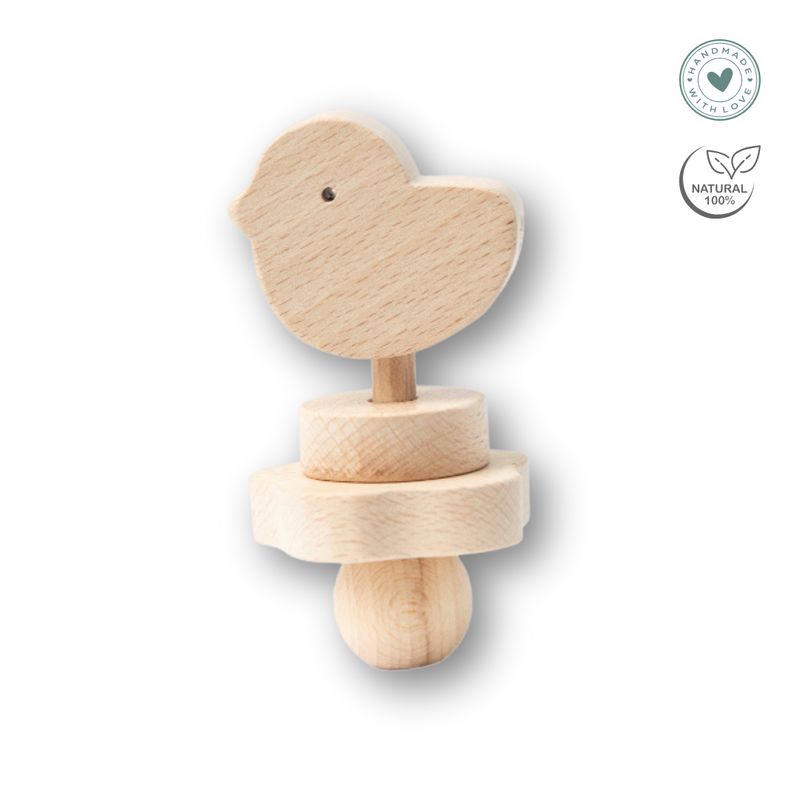 Childwood Handmade Wooden Rattle BIRD KLAP KLAP