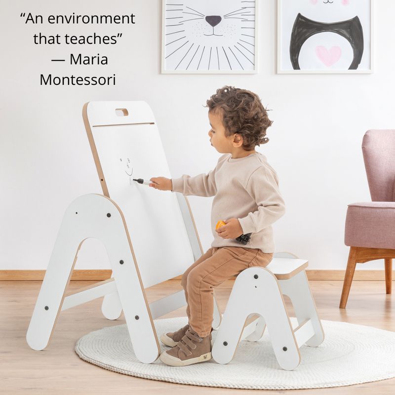 MamaToyz MASSAM activity table and writing board, MDF, WHITE – product image, arts and crafts, wood…