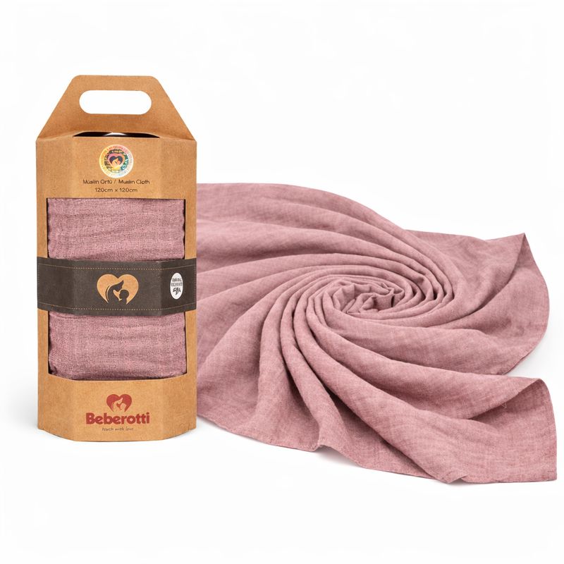 Coperta fasciatoio in mussola organica rosa antico 120х120 cm