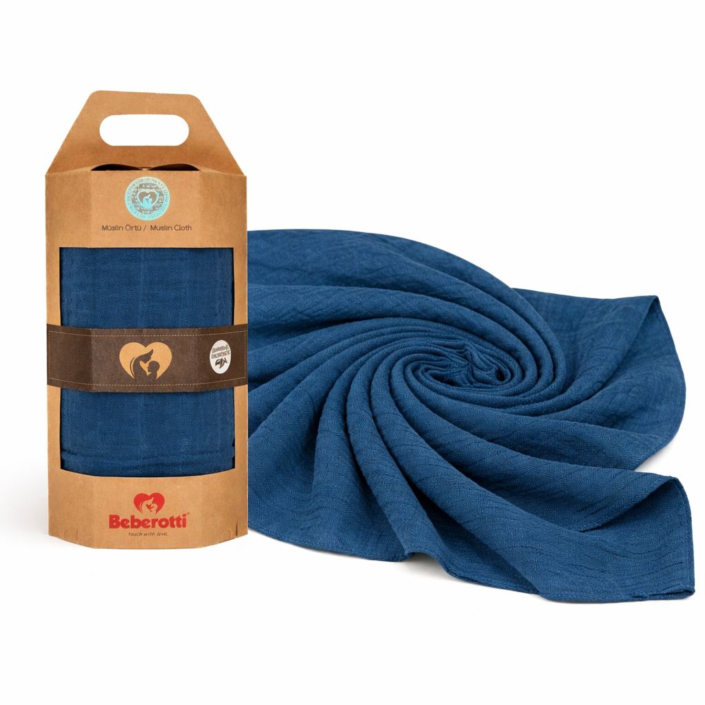 Organic Muslin Swaddle Blanket blue