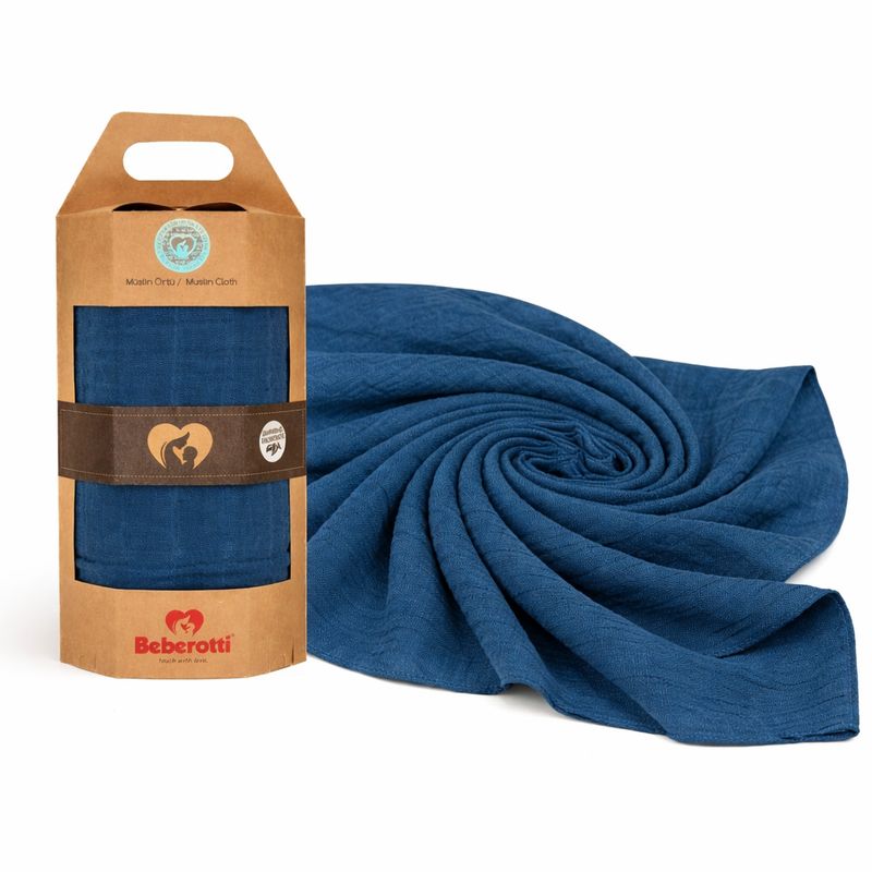 Organic Muslin Swaddle Blanket blue