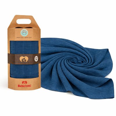 Coperta avvolgente in mussola organica blu 120х120 cm