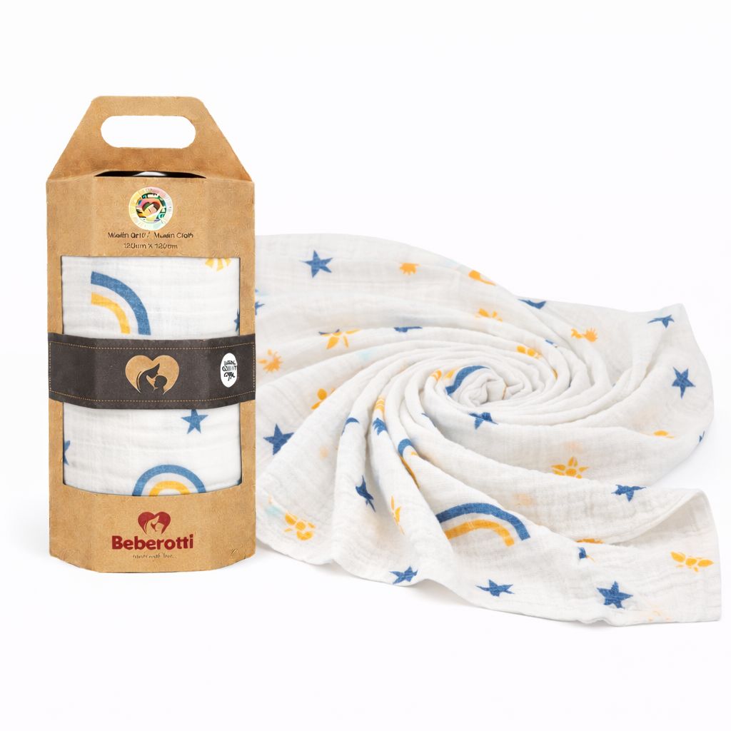 Organic Muslin Swaddle Blanket white/rainbow
