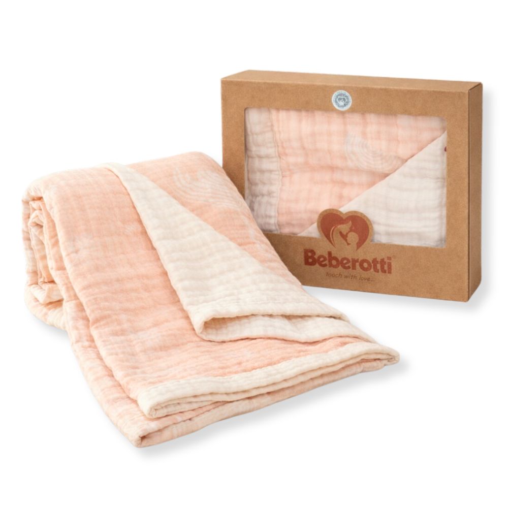 Organic 4 Layered Double sided Muslin Blanket rose