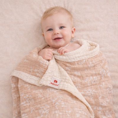 Beberotti Couverture en mousseline double face bio 4 épaisseurs vieux rose, staubige rosa – photo p…