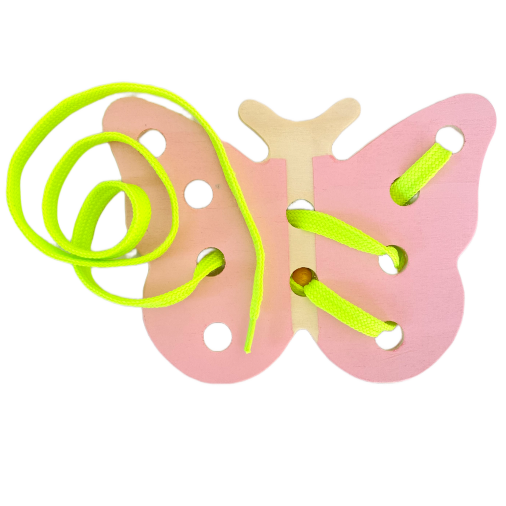 Intellectiki butterfly lacing for fine motor skills and hand-eye coordination – wooden toy, motor s…