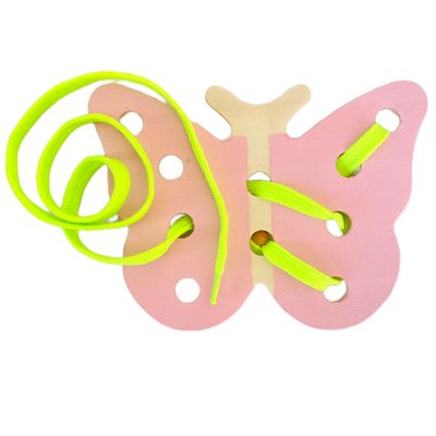 Intellectiki Laçage papillon pour la motricité fine et la coordination œil-main – jouet en bois, jo…