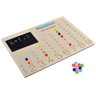 Intellectiki wooden calculator with felt to promote mathematics for children – STEM toy, wooden toy