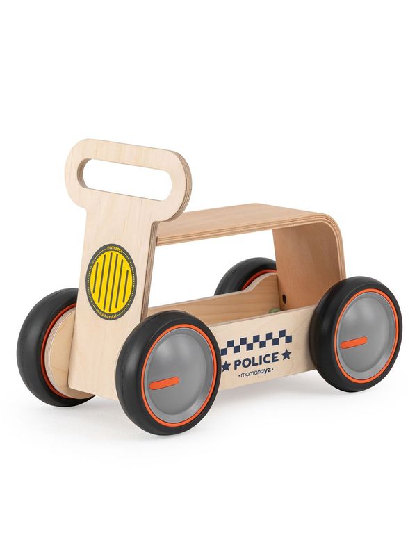 DRIVEME bois Déambulateur de police + véhicule porteur et Chariot à jouets