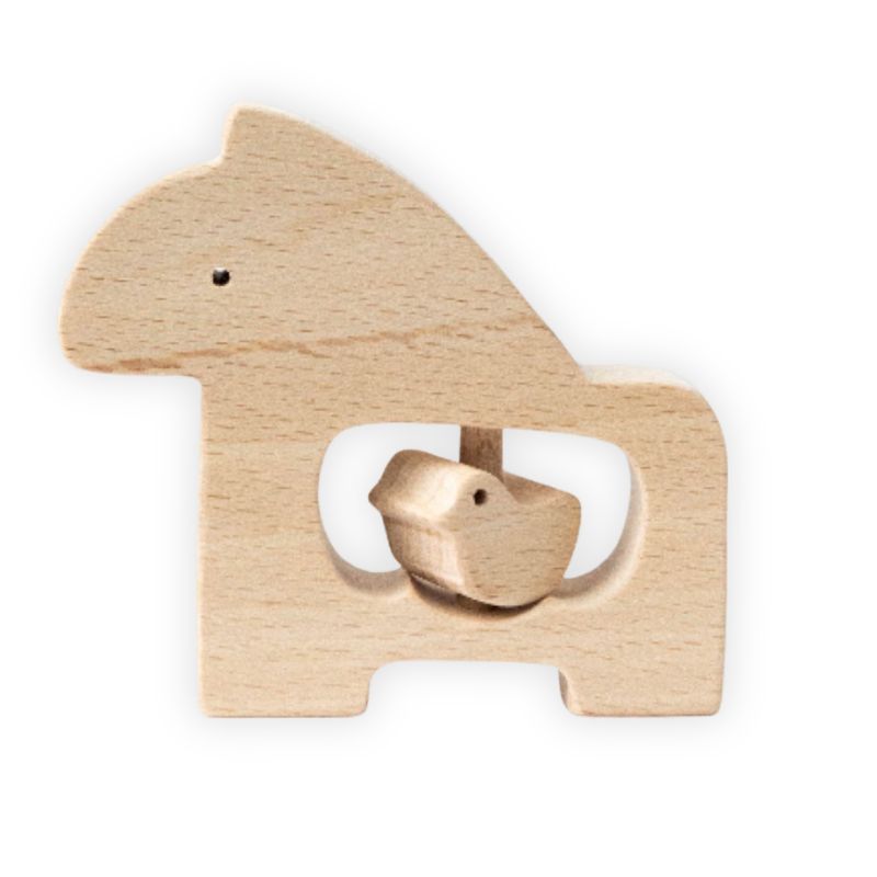 Childwood Hochet en bois fait main DADABIRD – anneau de dentition bébé, jouet sensoriel bébé