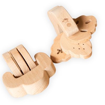 Childwood Handmade Wooden Rattle LEAF – product image, baby teether, baby sensory toy