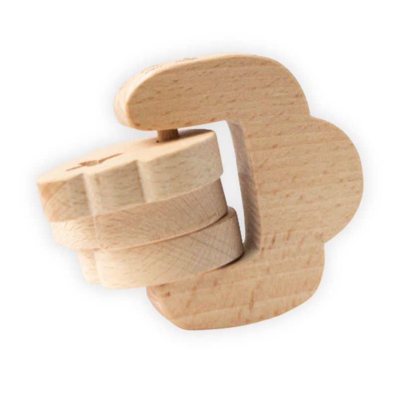 Childwood Handmade Wooden Rattle LEAF – baby teether, baby sensory toy
