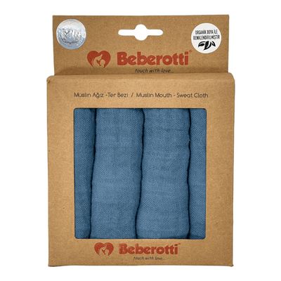 Organic Lot de 4 gants de toilette en mousseline pour bébé beige
