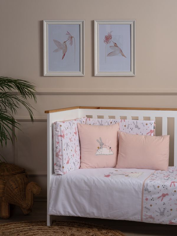 Funnababy Ensemble de Literie (7 pcs) - Lapin - Rose - 60/70 cm – photo produit, sommeil bébé, dess…