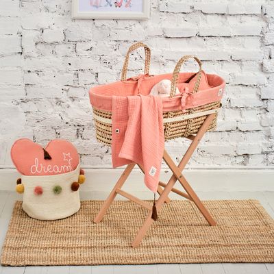Funnababy Muslin Moses Basket Set, incl Basket - Coral - Pink - 85 Cm – product image, baby sleep e…