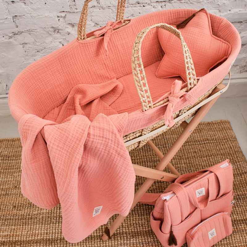 Funnababy Textiles Couffin de Moïse en Mousseline - Corail - Rose - 85 cm, Pink – photo produit, so…