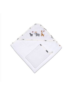 Hooded Towel Set - Zoo - Blue - 75 X 75 Cm