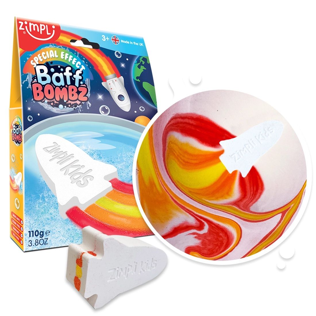 Zimpli Kids Large Rocket Surprise Baff Bombz, Bath Bomb Fizz Toy – STEM toy, bath time