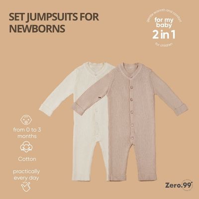 Ensemble bébé 2 en 1, 2 grenouillères pour nouveau-né Zero.99