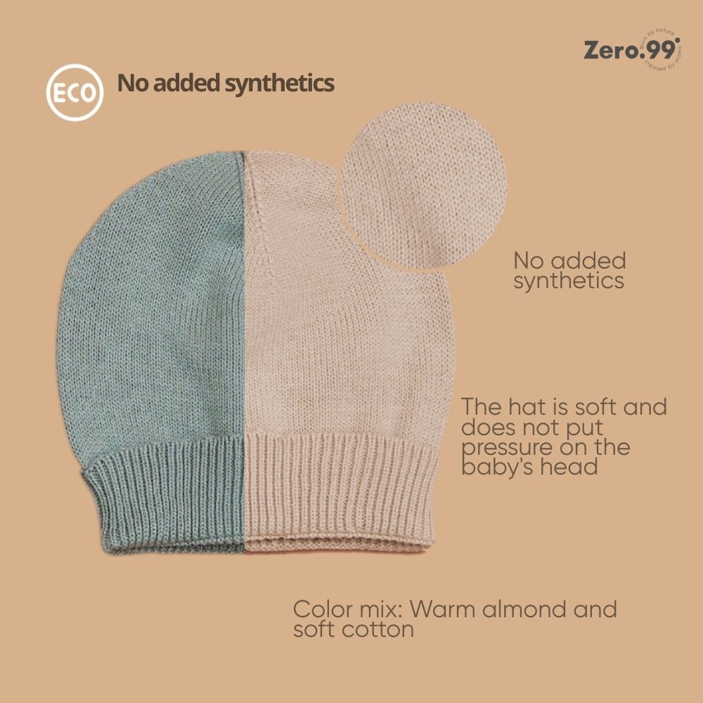 Set of 2 Hats for Newborns Zero.99, Beige, Grün – baby sleep essentials, baby textile