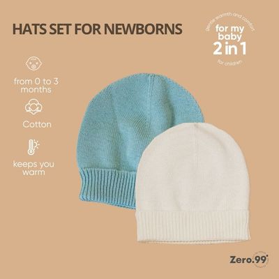 Lot de 2 bonnets pour nouveau-né Zero.99