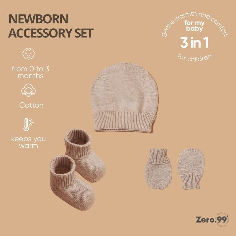 Baby Set 3-in-1 Knitted: Hat, Mittens &amp; Booties