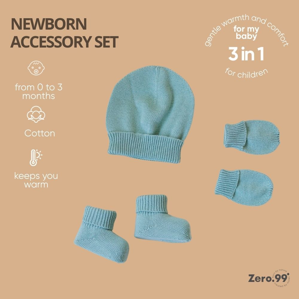 Baby Set 3-in-1 Knitted: Hat, Mittens &amp; Booties