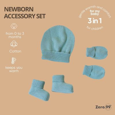 Baby Set 3-in-1 Knitted: Hat, Mittens &amp; Booties