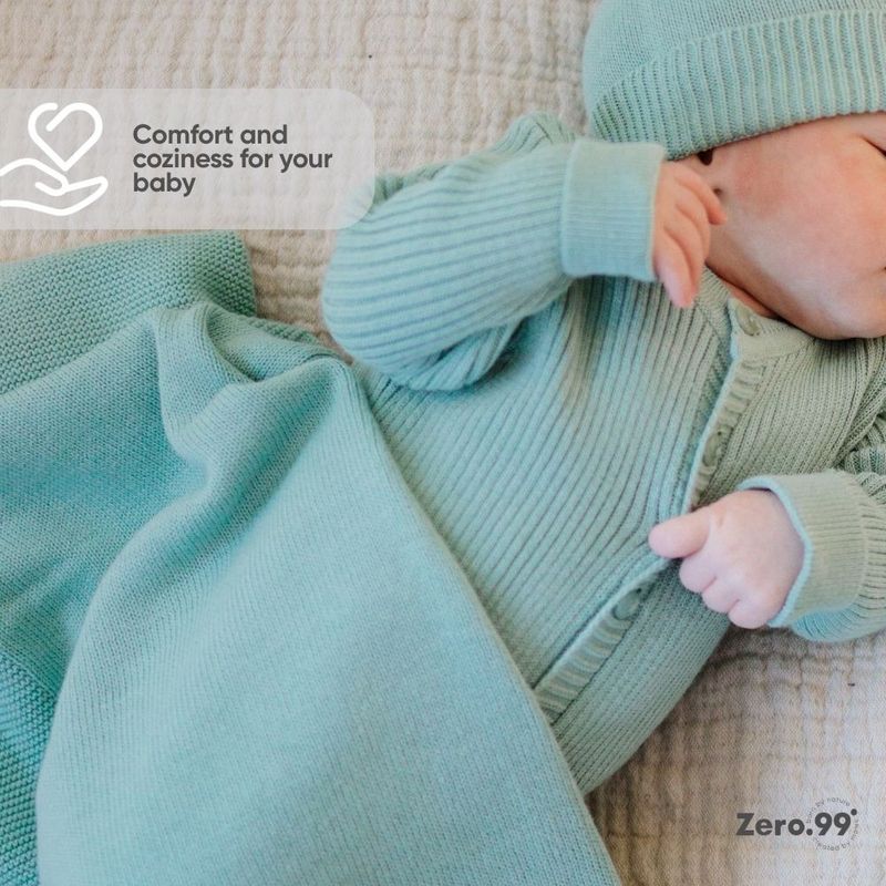Zero.99 Baby Set 3-in-1 Knitted: Hat, Mittens &amp; Booties, Grün (Mintgrün) – product image, baby slee…
