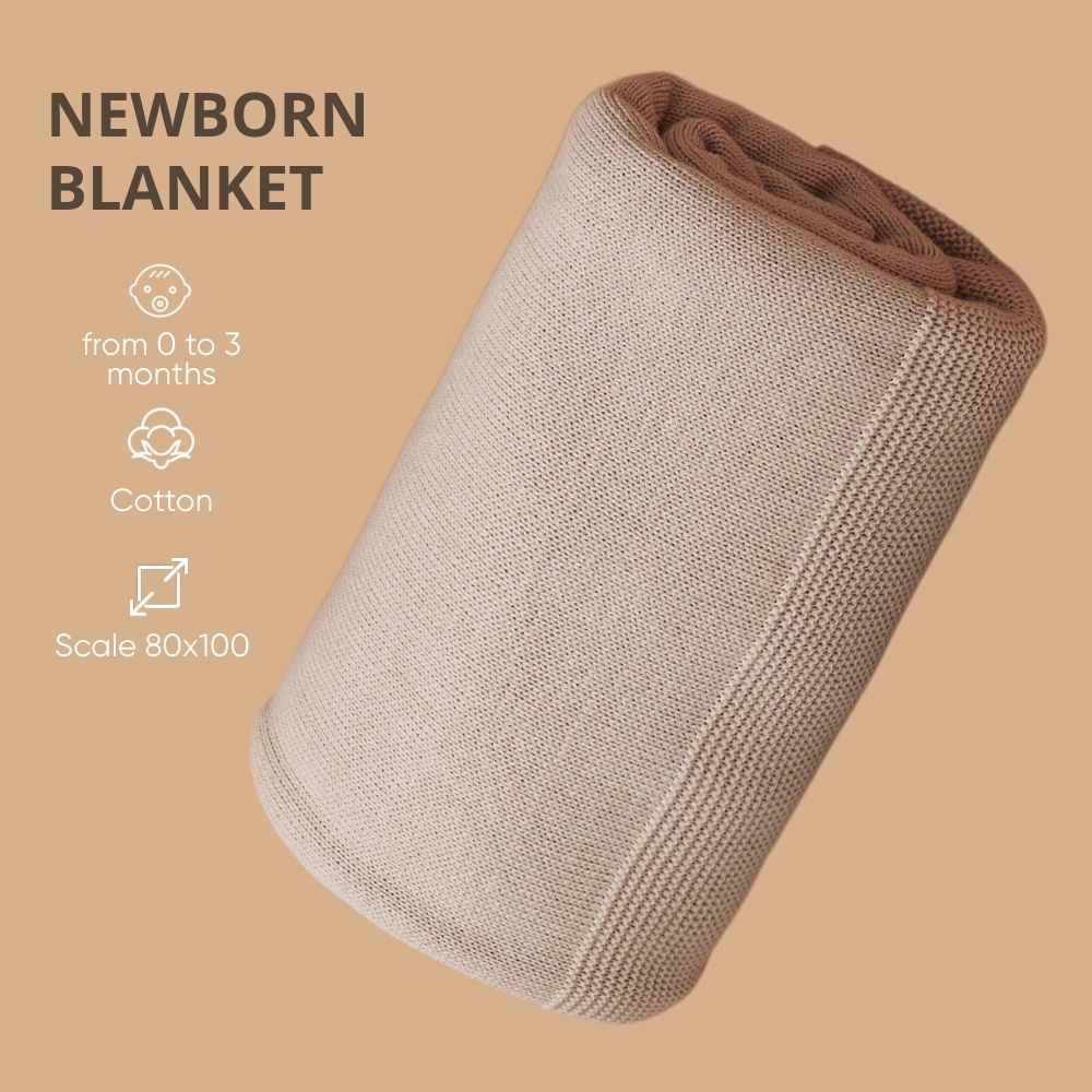 Knitted Blanket Zero.99, 100% Cotton, Beige – baby sleep essentials, baby textile