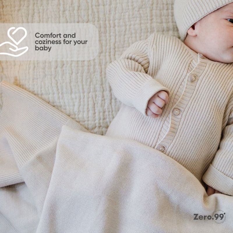 Knitted Blanket Zero.99, 100% Cotton, Beige – product image, baby sleep essentials, baby textile