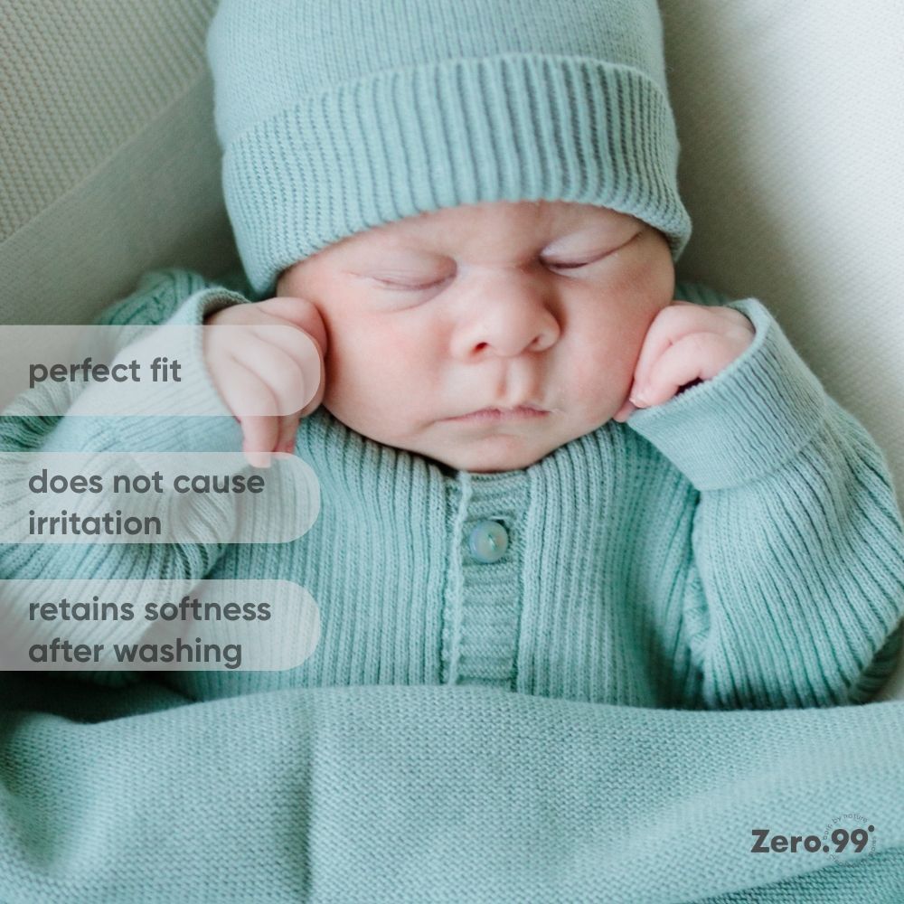 Knitted Hat for Newborns Zero.99, Grün (Mintgrün) – baby sleep essentials, baby textile