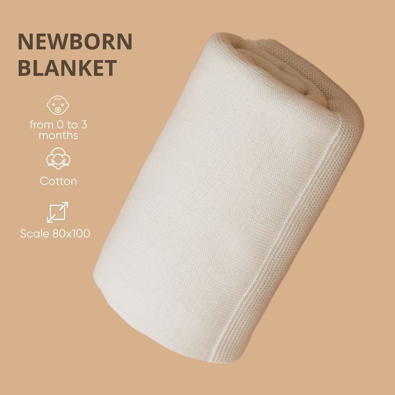 Knitted Blanket Zero.99, 100% Cotton, Creme – product image, baby sleep essentials, baby textile