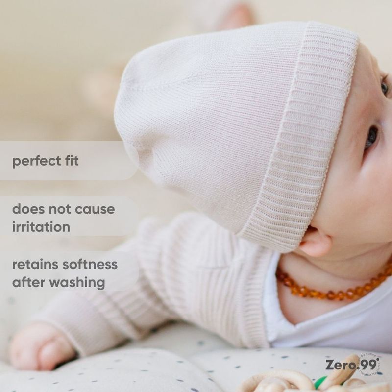 Knitted Hat for Newborns Zero.99, Beige – product image, baby sleep essentials, baby textile