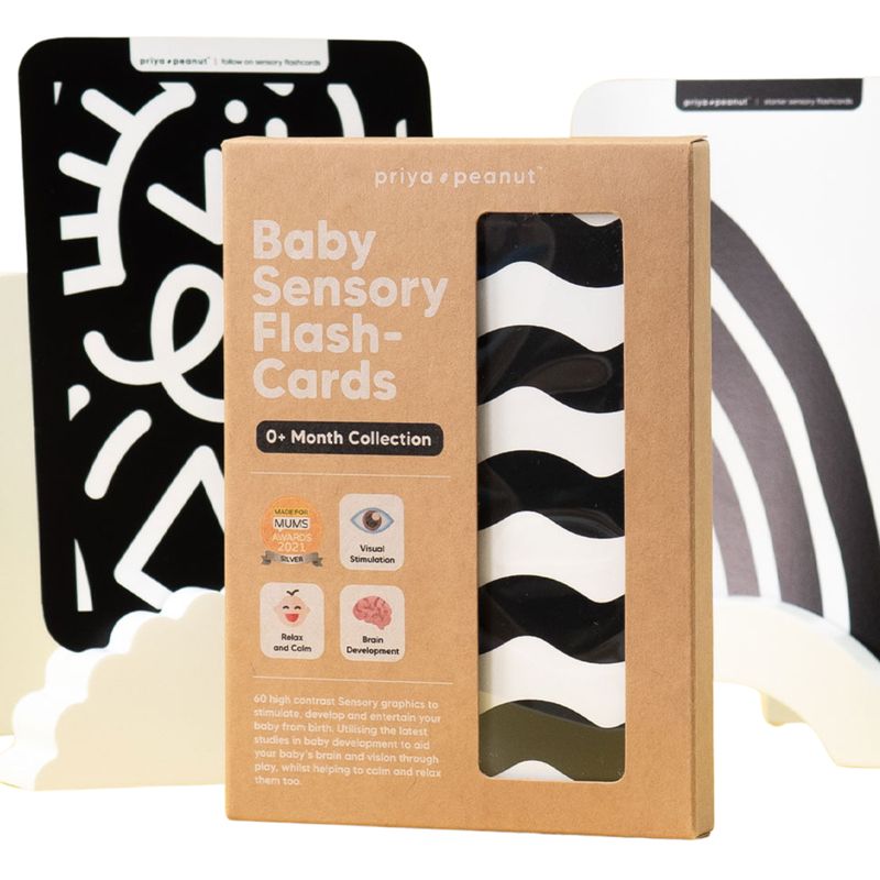 Priya &amp; Peanut Newborn Sensory Cards 0+, Tummy Time Award-Winning Baby Toy, Weiss, Schwarz – STEM t…