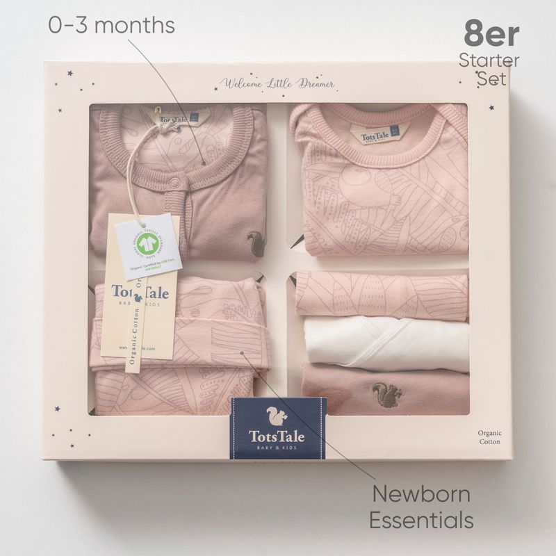 TotsTale Premium 8 pcs. Newborn starter set – baby clothes made from organic cotton – birth gift, R…