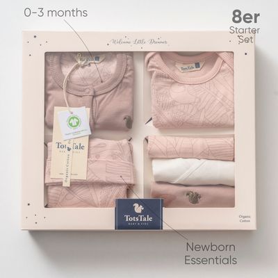 TotsTale Premium 8 pcs. Newborn starter set – baby clothes made from organic cotton – birth gift, R…
