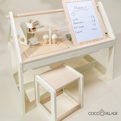 Coco Village Tavolo artistico e sensoriale multifunzione in legno con 2 sedie – foto prodotto, gioc…