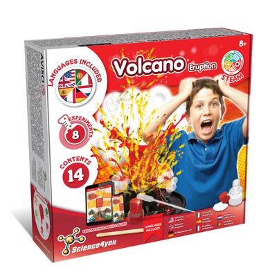 Science4you Volcano Eruption - Toy, Game for Kids (in 7 languages) – STEM toy, wooden toy