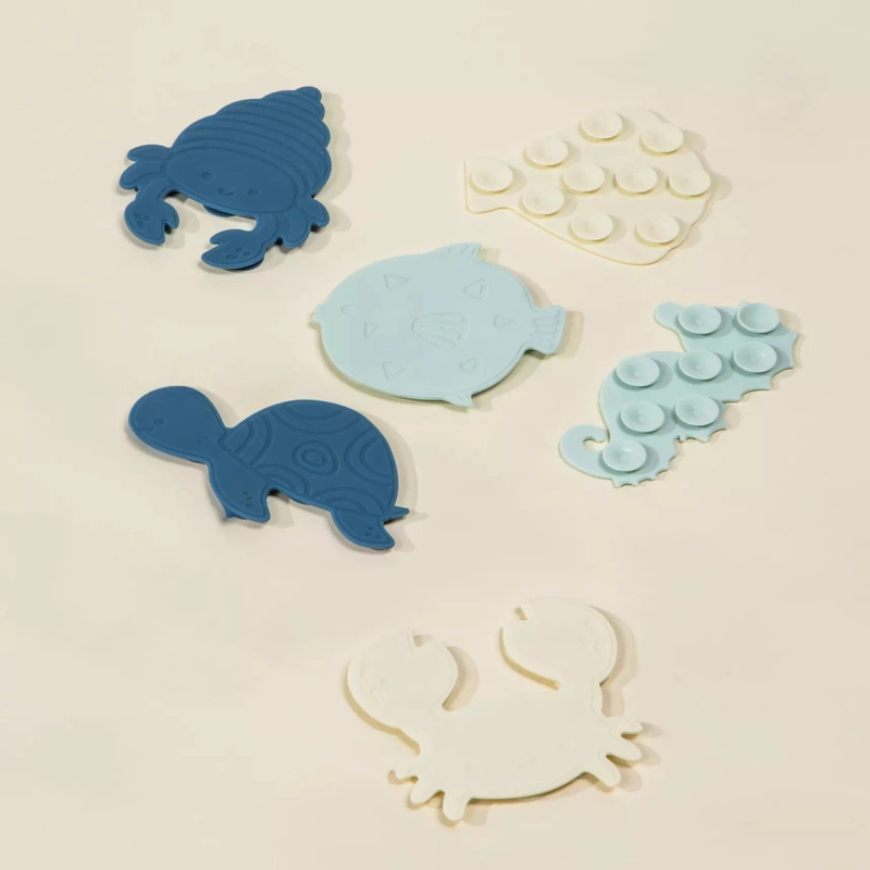 Coco Village Set of 6 Silicone Mini Bath Suction Toys – product image, baby feeding set, bath time