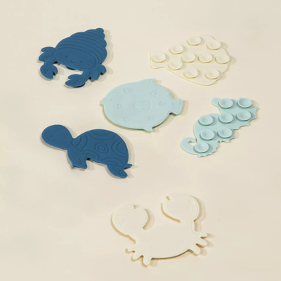 Coco Village Set de 6 mini-jouets de bain en silicone avec ventouses – photo produit, vaisselle béb…