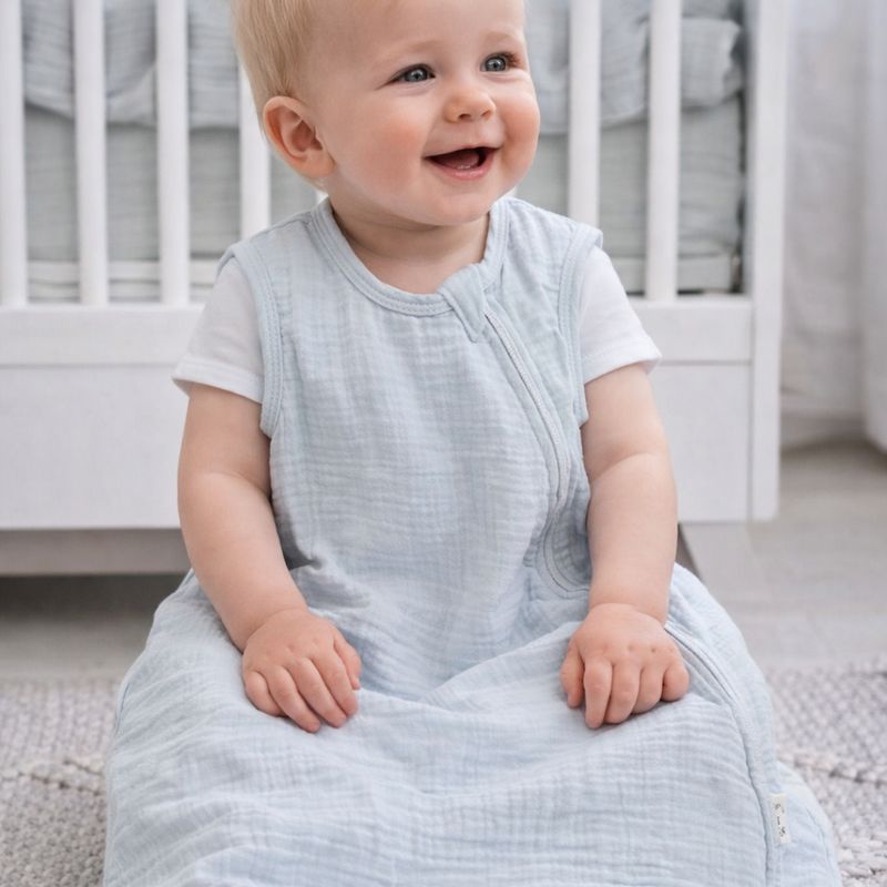 Funnababy Gigoteuse en mousseline – 90 cm, Grau – photo produit, sommeil bébé, textile bébé