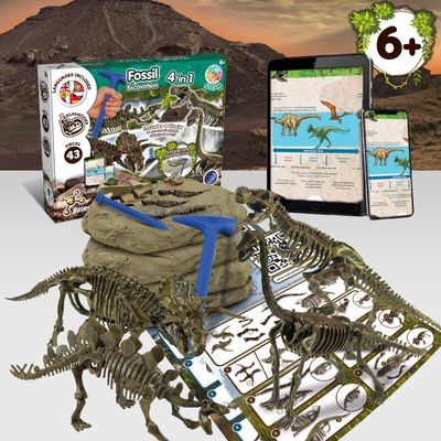 Science4you Fossil Excavation 4-in-1 – Dig &amp; Build Dinosaur Fossils (T-Rex, Stegosaurus, Velocirapt…