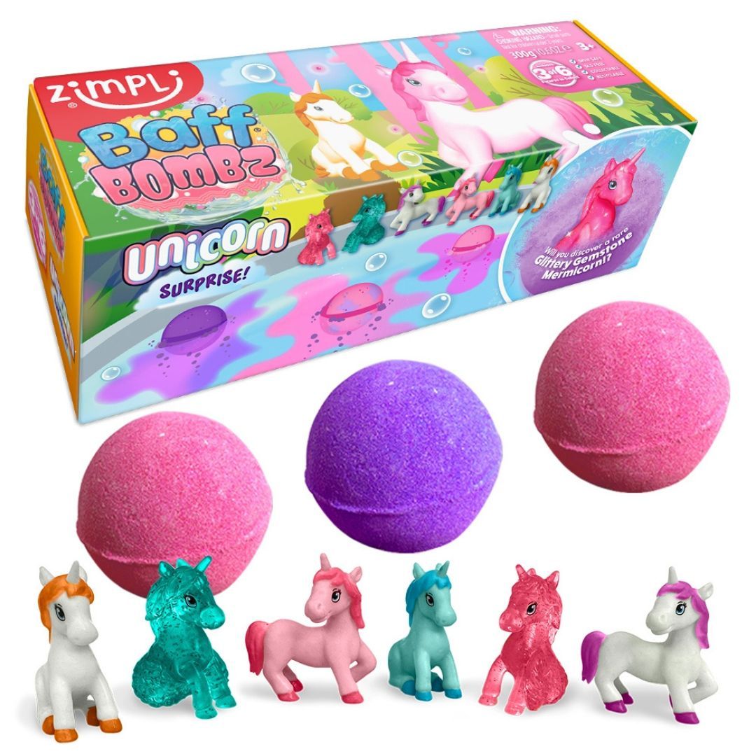 Kids 3x Baff Bombz Surprise Collectible Unicorn Bath Bomb
