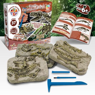 Science4you Fossil Excavation 3 in 1 - Toy for Kids (9 languages) – product image, STEM toy, gift f…
